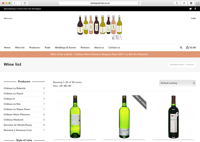 Dordogne Wines website