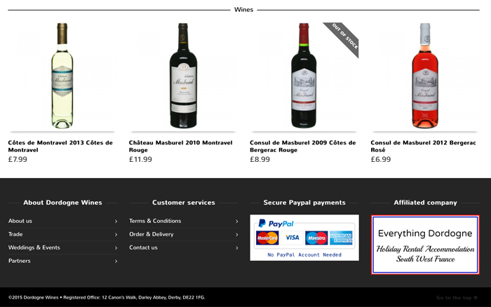 Dordogne Wines website