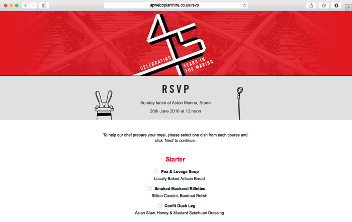 RSVP webpage