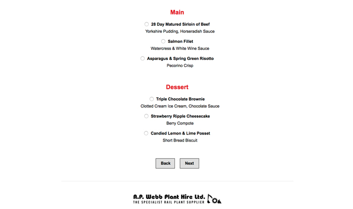 RSVP webpage